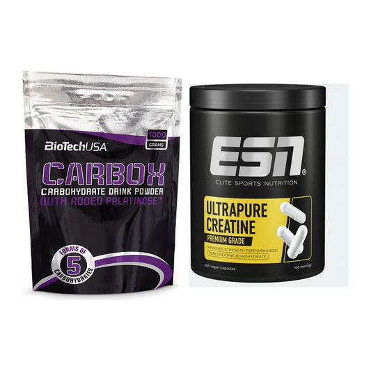 Masseaufbau-Set: BioTech CarboX + ESN Ultrapure Creatine Capsules – alle enthaltenen Artikel