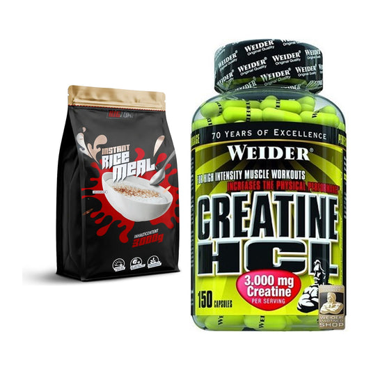 Masseaufbau-Set: Big Zone Rice Meal 3000g Beutel + Weider Creatin HCL – alle enthaltenen Artikel