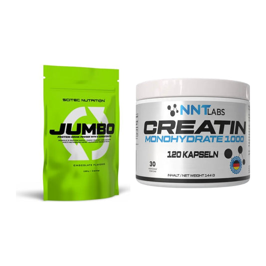 Masseaufbau-Set: Scitec Jumbo 1320g (Erdbeere) + NNT Creatin 1000 mg – alle enthaltenen Artikel