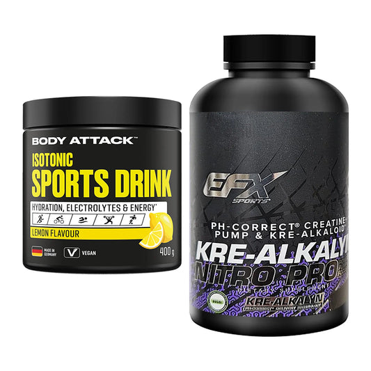 Masseaufbau-Set: Body Attack Isotonic + EFX Kre-Alkalyn Nitro PRO – alle enthaltenen Artikel