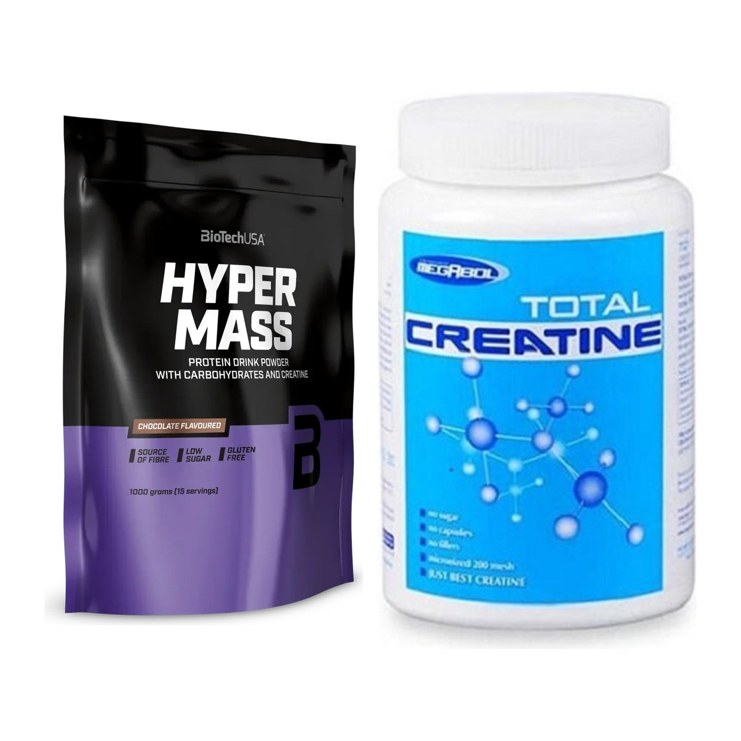 Masseaufbau-Set: BioTech Hyper Mass + Megabol Total Creatine – alle enthaltenen Artikel