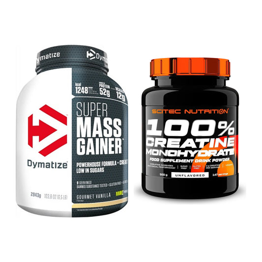 Masseaufbau-Set: Dymatize Super Mass + Scitec Creatine – alle enthaltenen Artikel