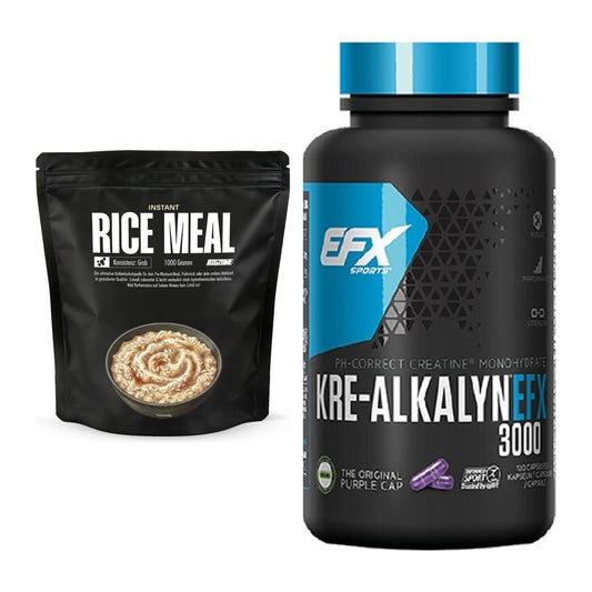 Masseaufbau-Set: Big Zone Instant Rice + EFX Kre-Alkalyn 3000 – alle enthaltenen Artikel