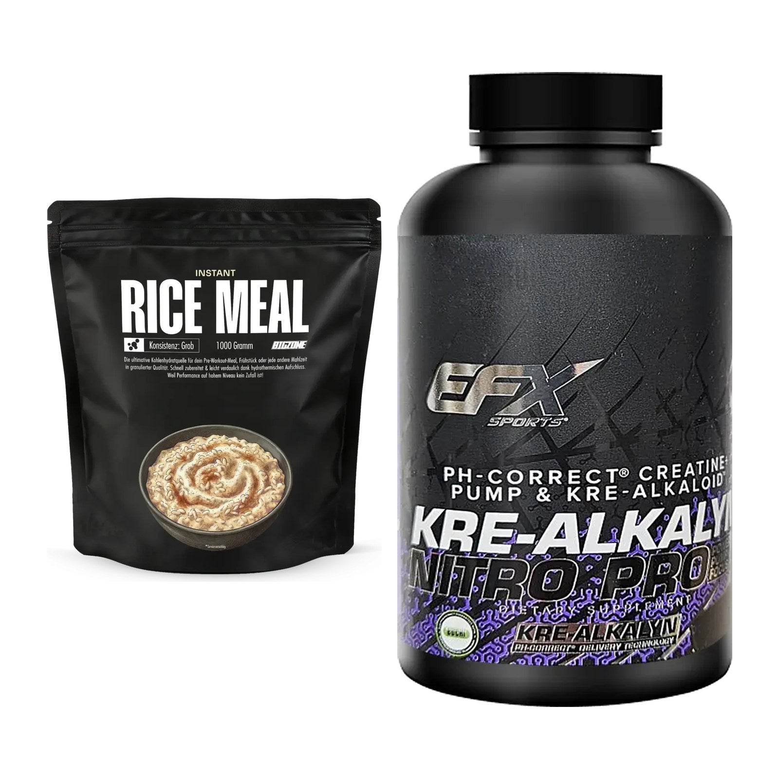 Masseaufbau-Set: Big Zone Instant Rice + EFX Kre-Alkalyn PRO 120 – alle enthaltenen Artikel