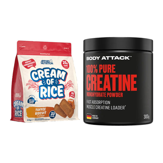 Masseaufbau-Set: Applied Nutrition Cream + Body Attack 100% Pure – alle enthaltenen Artikel