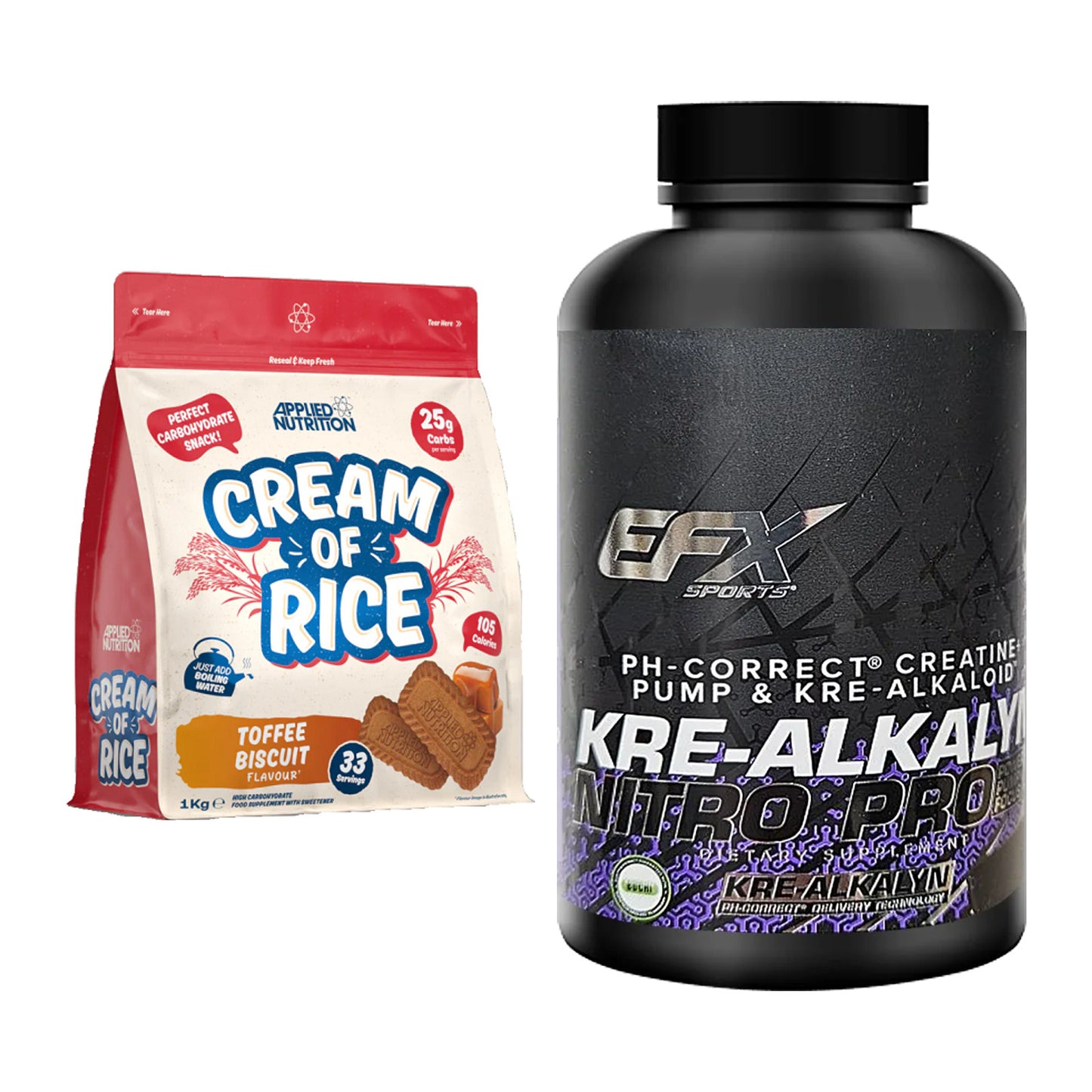 Masseaufbau-Set: Applied Nutrition Cream + EFX Kre-Alkalyn Nitro PRO – alle enthaltenen Artikel