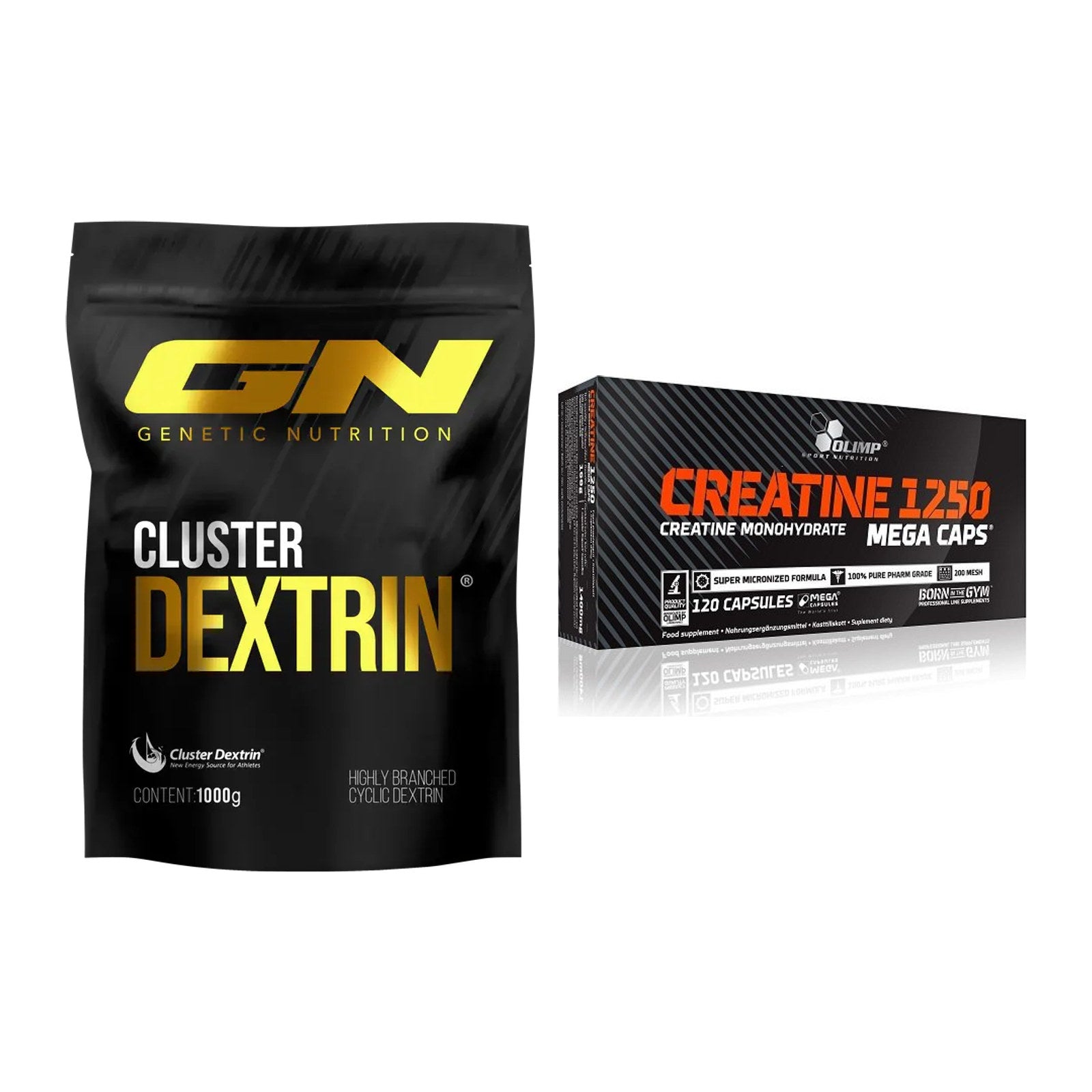 Masseaufbau-Set: GN Cluster Dextrin + Olimp Creatine Mega Caps – alle enthaltenen Artikel