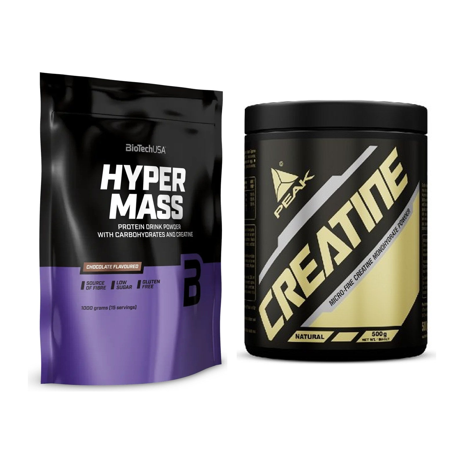 Masseaufbau-Set: BioTech Hyper Mass + Peak Creatin Powder – alle enthaltenen Artikel