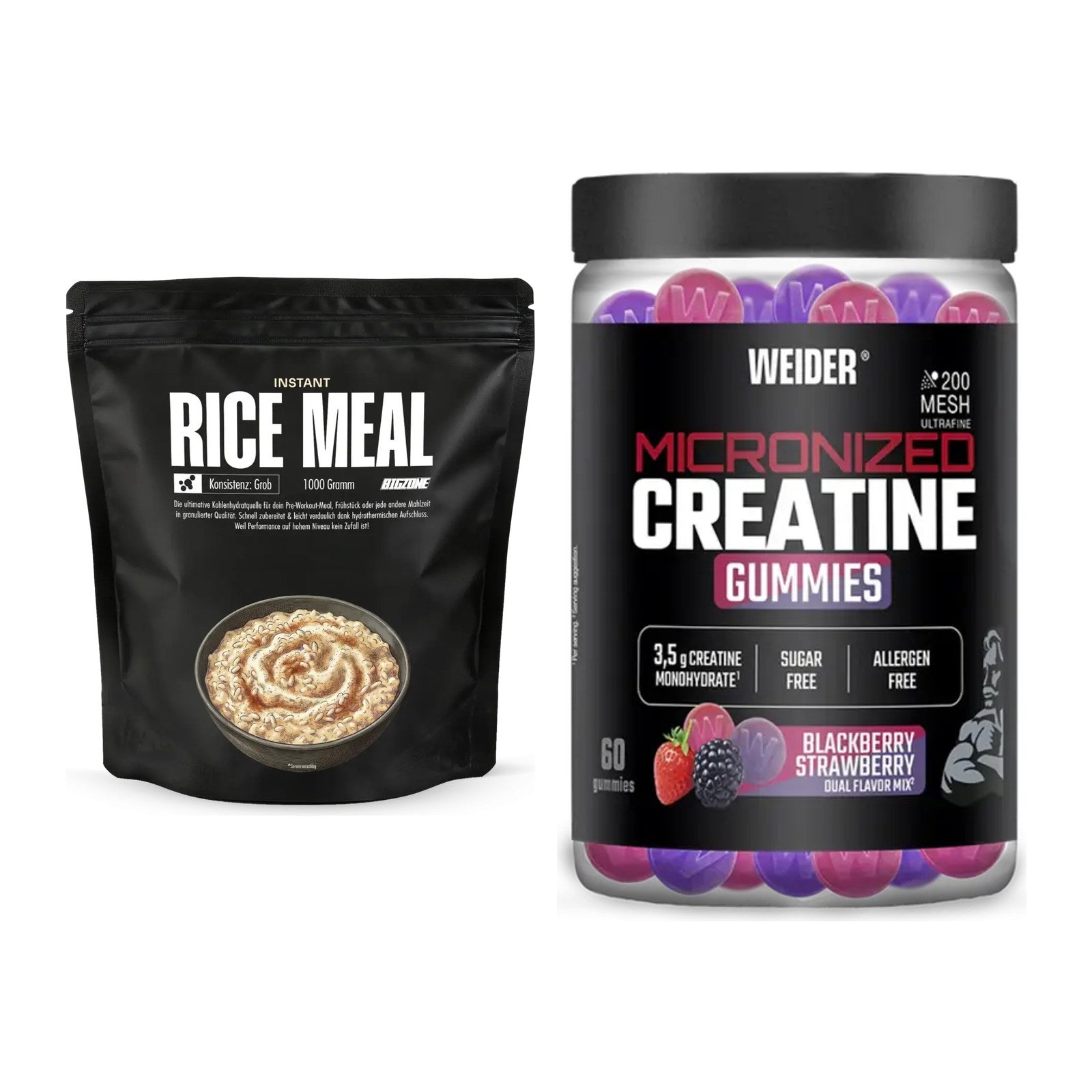 Masseaufbau-Set: Big Zone Instant Rice + Weider Micronized – alle enthaltenen Artikel