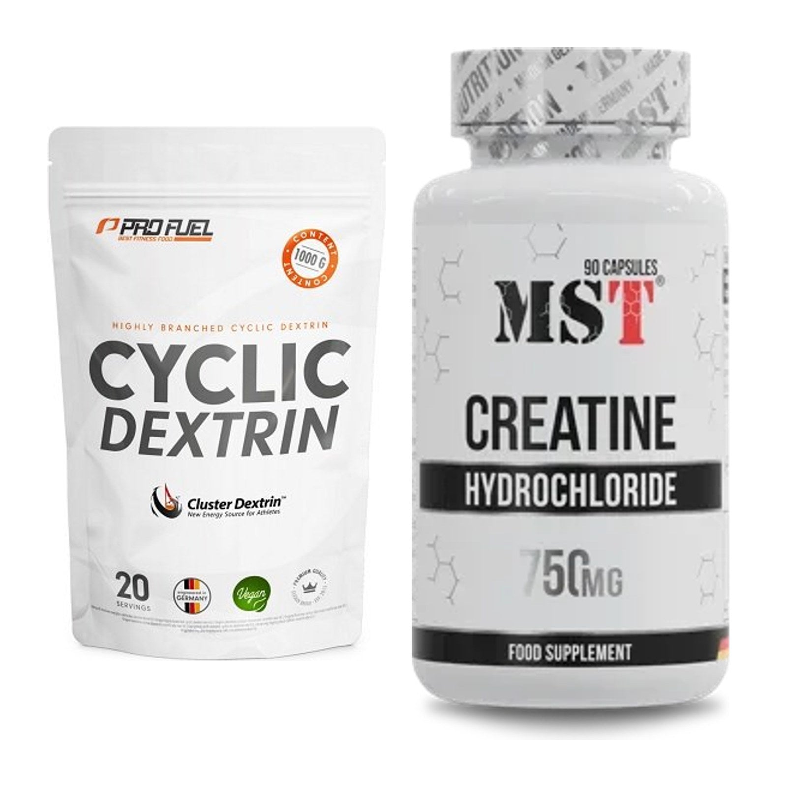 Masseaufbau-Set: ProFuel Cyclic Dextrin Cluster + MST Creatin HCL – alle enthaltenen Artikel