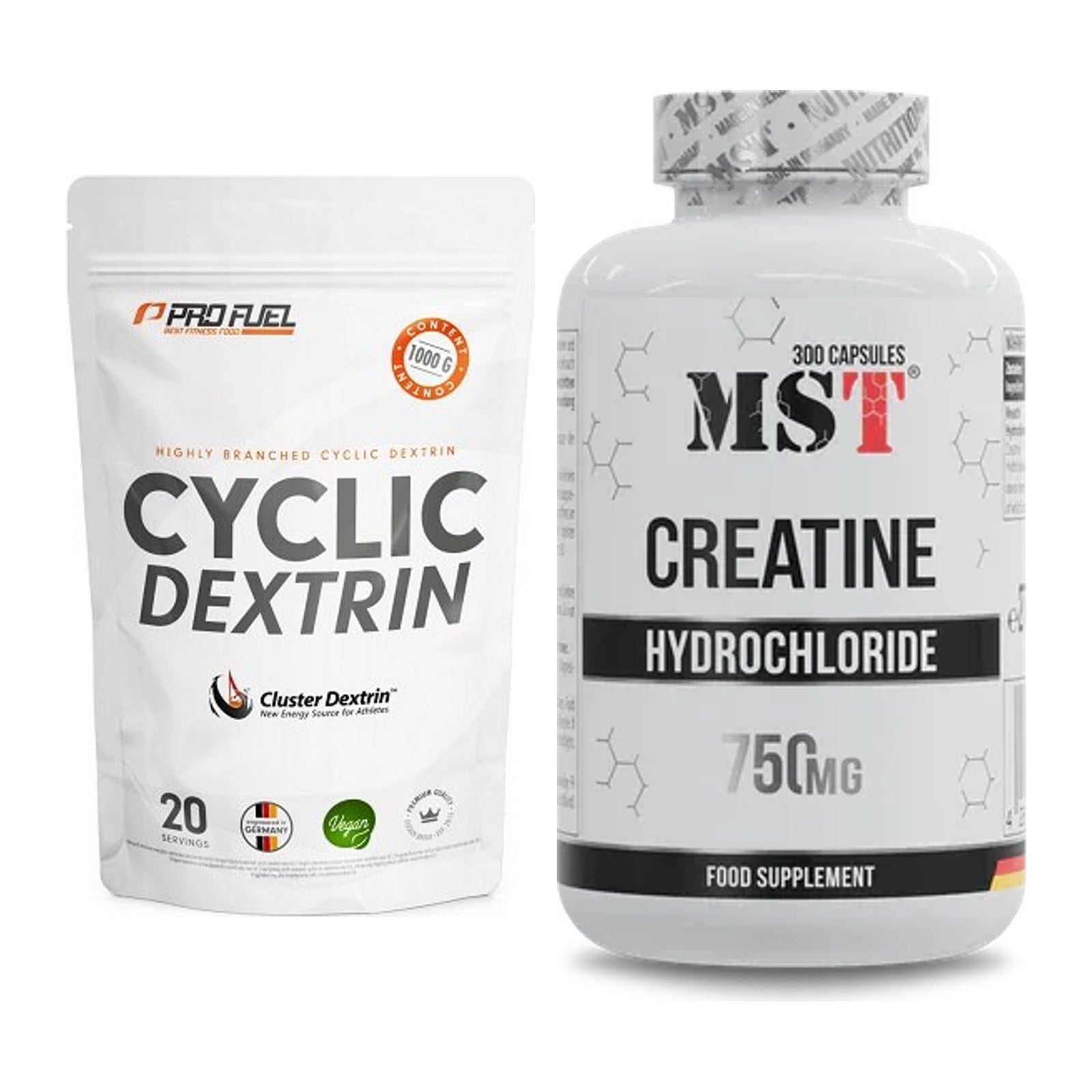 Masseaufbau-Set: ProFuel Cyclic Dextrin Cluster + MST Creatine HCL – alle enthaltenen Artikel