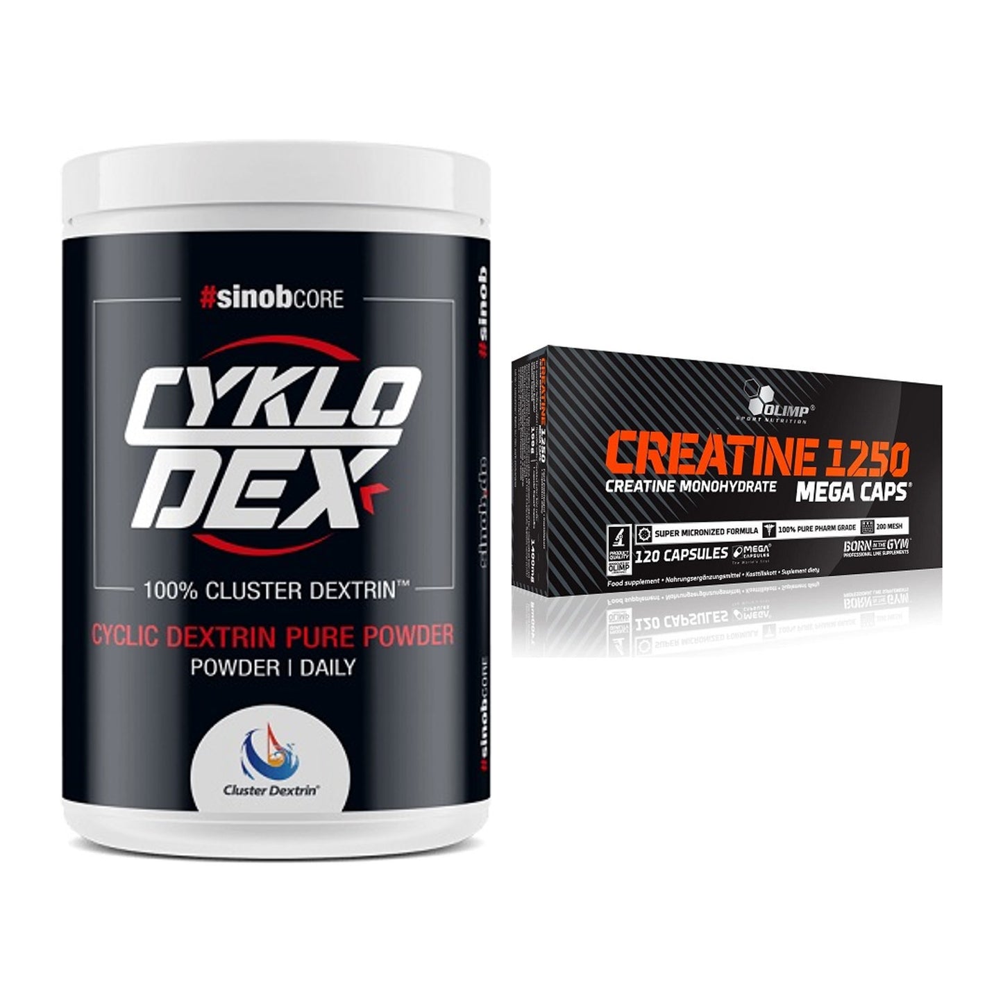 Masseaufbau-Set: Sinob Core CykloDex 1kg + Olimp Creatine Mega Caps – alle enthaltenen Artikel