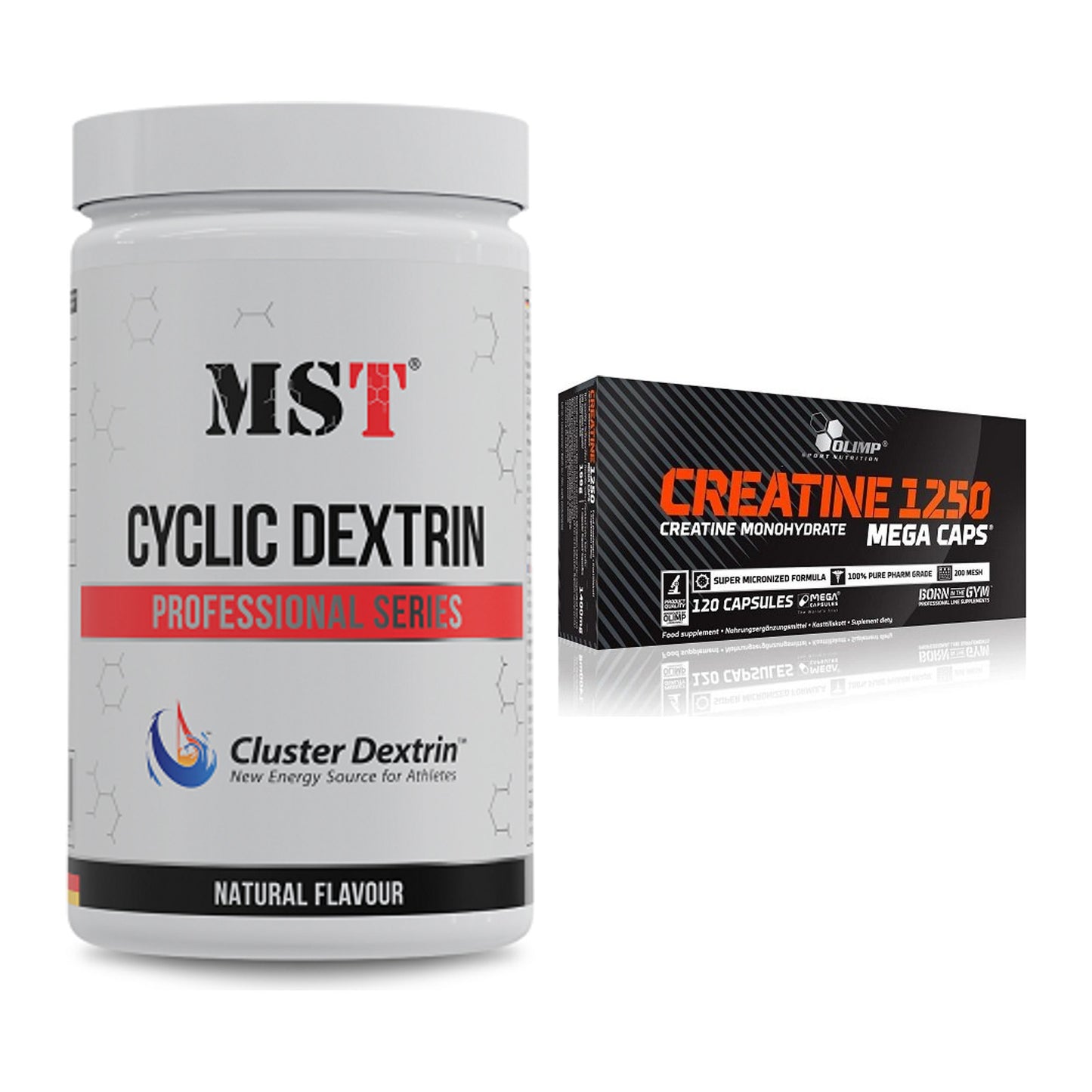 Masseaufbau-Set: MST Cluster Dextrin + Olimp Creatine Mega Caps – alle enthaltenen Artikel
