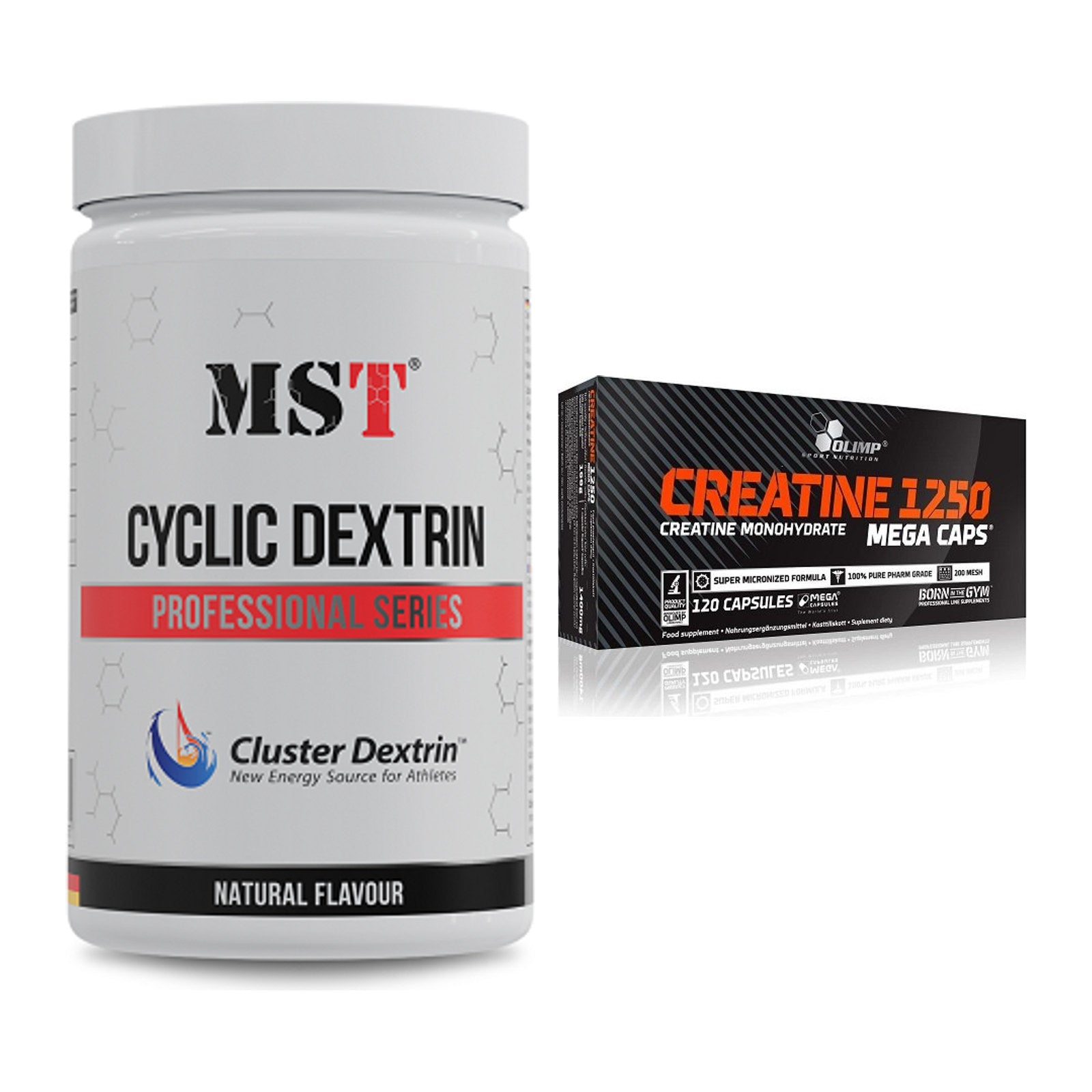 Masseaufbau-Set: MST Cluster Dextrin + Olimp Creatine Mega Caps – alle enthaltenen Artikel