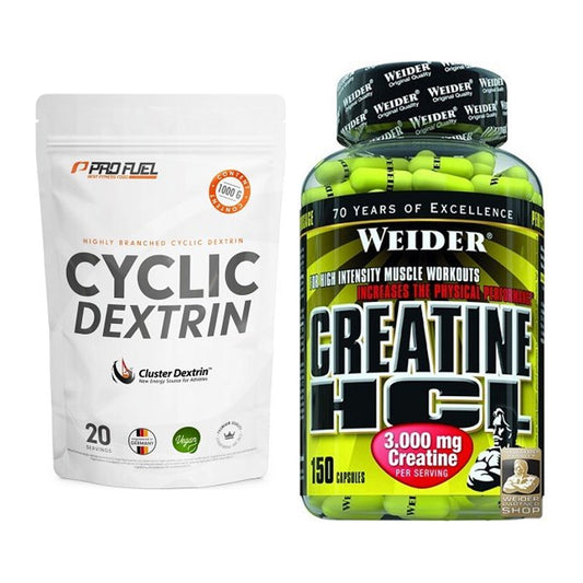 Masseaufbau-Set: ProFuel Cyclic Dextrin Cluster + Weider Creatin HCL – alle enthaltenen Artikel
