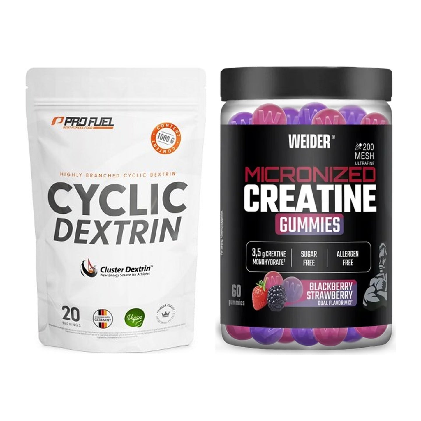 Masseaufbau-Set: ProFuel Cyclic Dextrin + Weider Micronized – alle enthaltenen Artikel