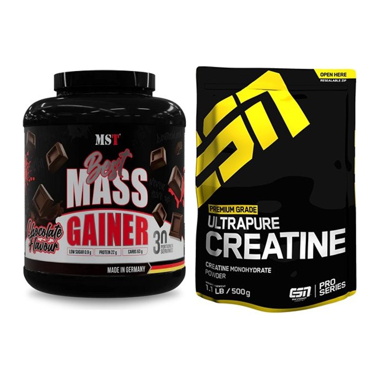 Masseaufbau-Set: MST Best Mass Gainer + ESN Ultrapure Creatine – alle enthaltenen Artikel