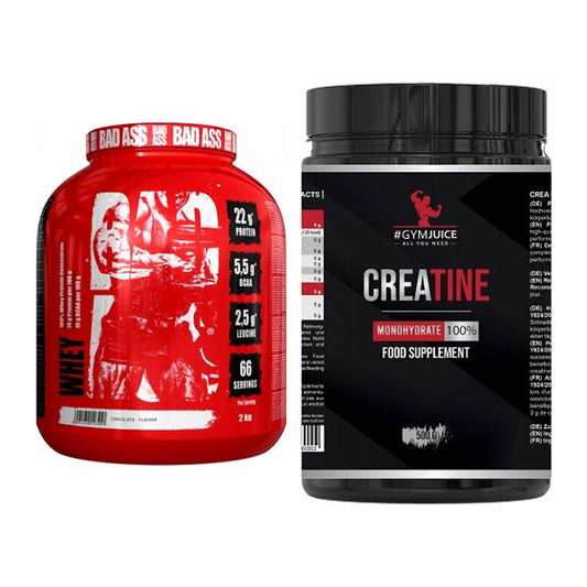 Masseaufbau-Set: BAD ASS Whey + #GYMJUICE Creatine Monohydrate – alle enthaltenen Artikel
