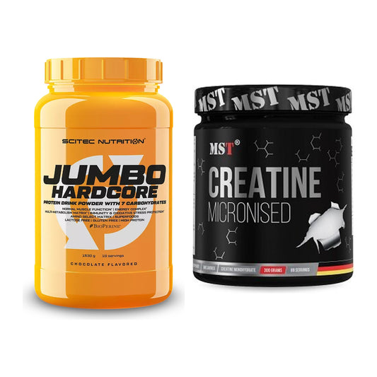 Masseaufbau-Set: Scitec Jumbo Hardcore1530g + MST Creatin Monohydrate – alle enthaltenen Artikel