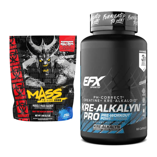 Masseaufbau-Set: Mutant Mass EXTREME 2500 + EFX Kre-Alkalyn PRO – alle enthaltenen Artikel