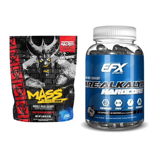Masseaufbau-Set: Mutant Mass EXTREME 2500 + EFX Kre-Alkalyn Hardcore – alle enthaltenen Artikel