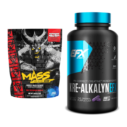 Masseaufbau-Set: Mutant Mass EXTREME 2500 + EFX Kre-Alkalyn – alle enthaltenen Artikel