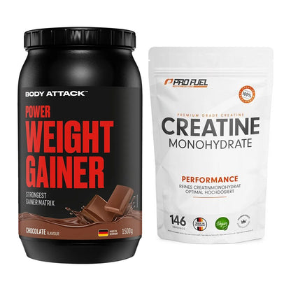 Masseaufbau-Set: Body Attack Power Weight + ProFuel Creatine – alle enthaltenen Artikel