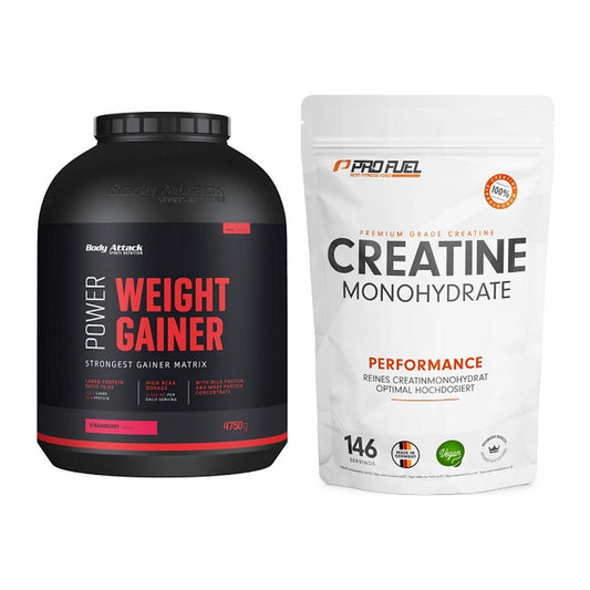 Masseaufbau-Set: Body Attack Power Weight + ProFuel Creatine – alle enthaltenen Artikel