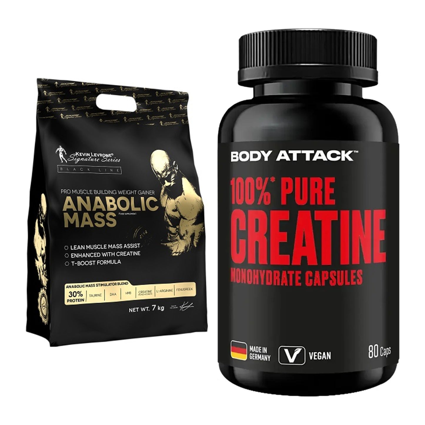 Masseaufbau-Set: Kevin Levrone Anabolic + Body Attack 100% Pure – alle enthaltenen Artikel