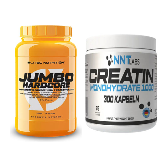 Masseaufbau-Set: Scitec Jumbo Hardcore1530g + NNT Creatin 1000 mg – alle enthaltenen Artikel