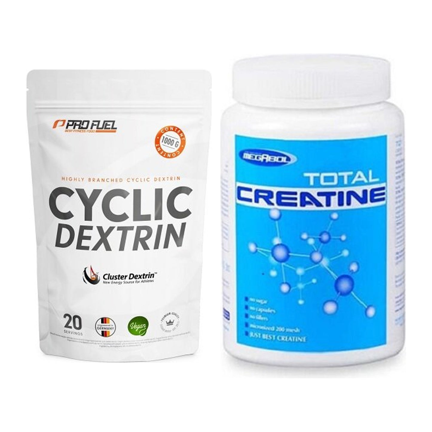 Masseaufbau-Set: ProFuel Cyclic Dextrin + Megabol Total Creatine – alle enthaltenen Artikel