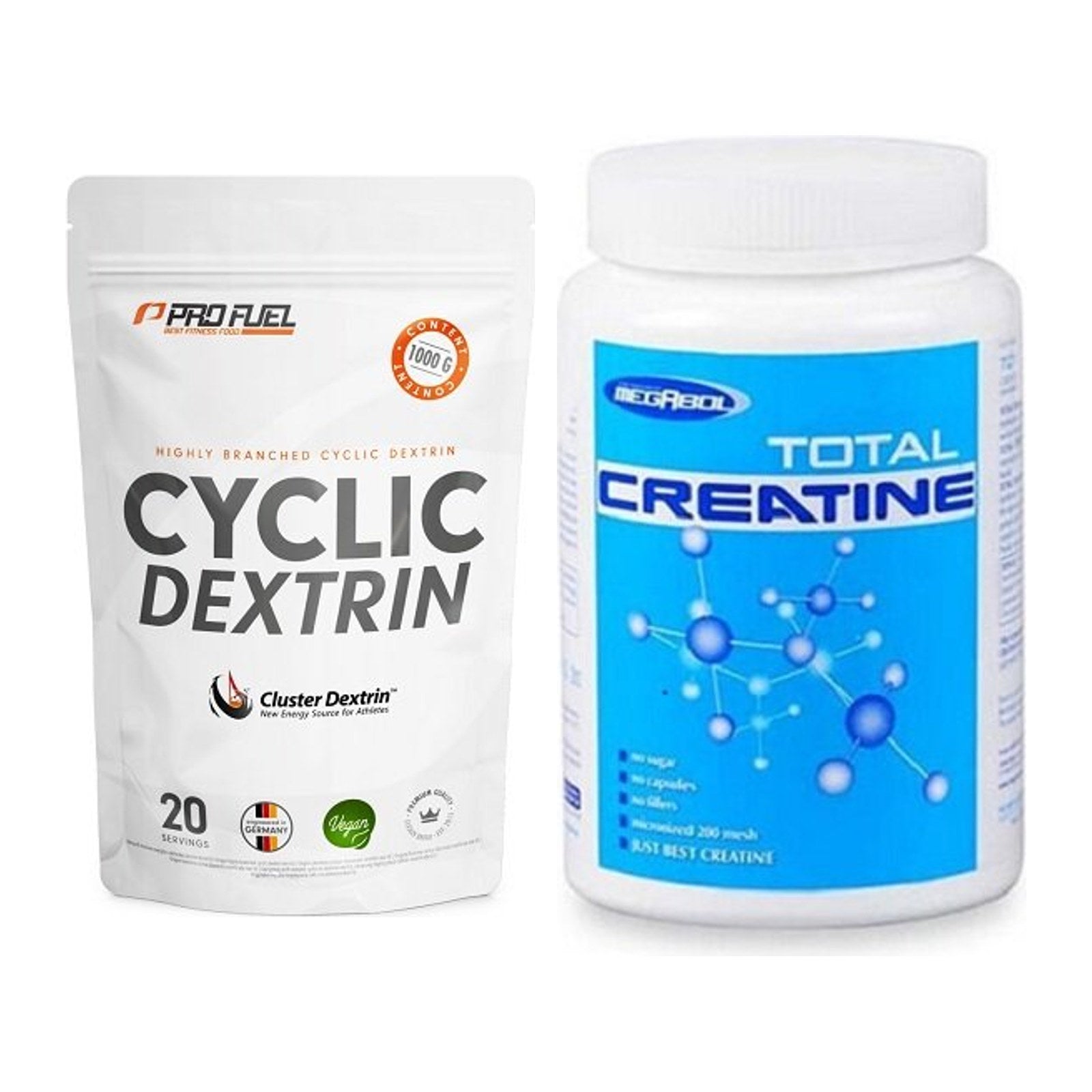 Masseaufbau-Set: ProFuel Cyclic Dextrin + Megabol Total Creatine – alle enthaltenen Artikel