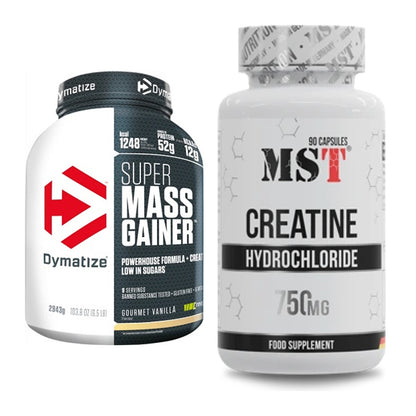 Masseaufbau-Set: Dymatize Super Mass Gainer + MST Creatin HCL – alle enthaltenen Artikel