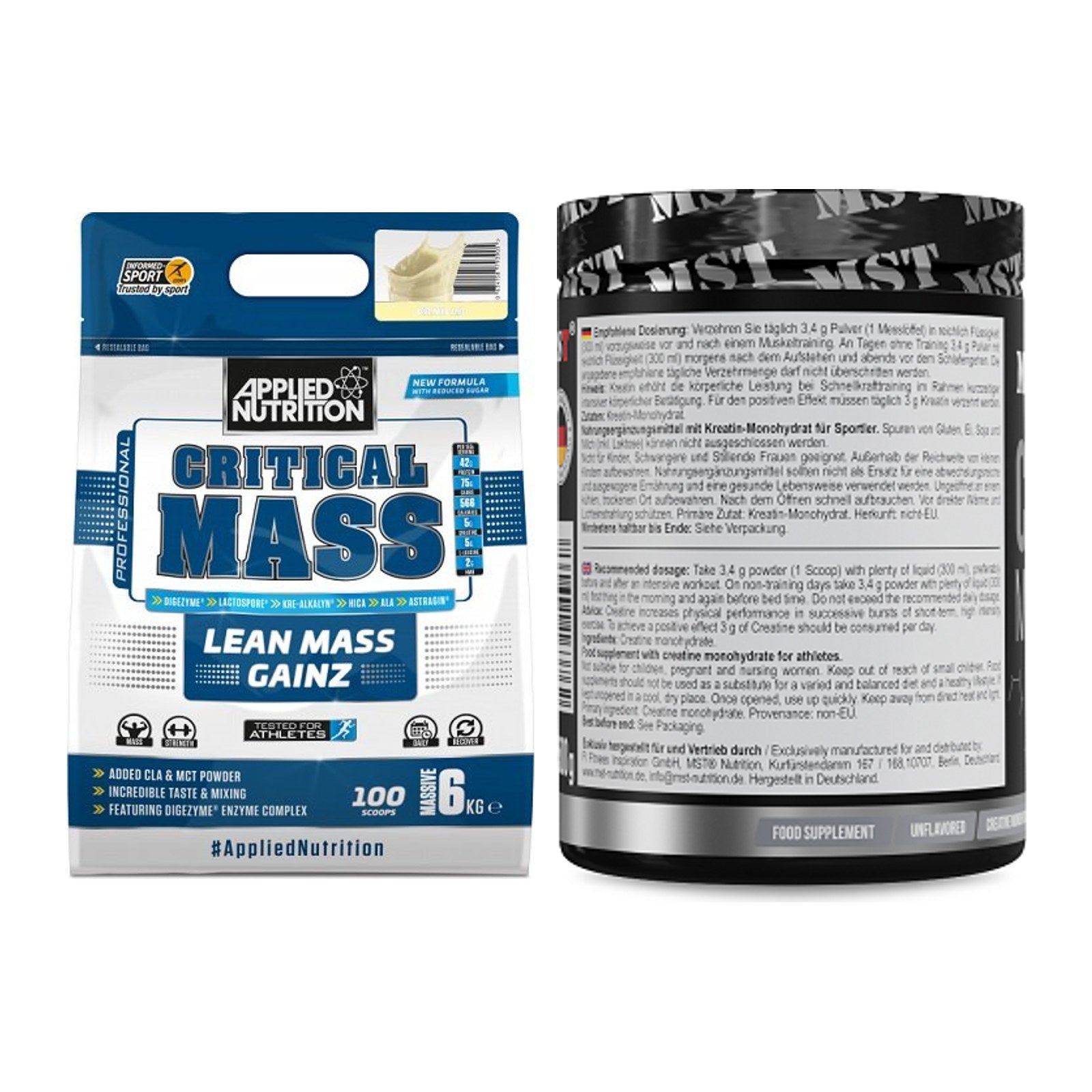 Masseaufbau-Set: Applied Nutrition + MST Creatin Monohydrate – alle enthaltenen Artikel