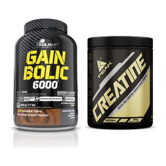 Masseaufbau-Set: Olimp Gain Bolic 6000 + Peak Creatin Powder – alle enthaltenen Artikel