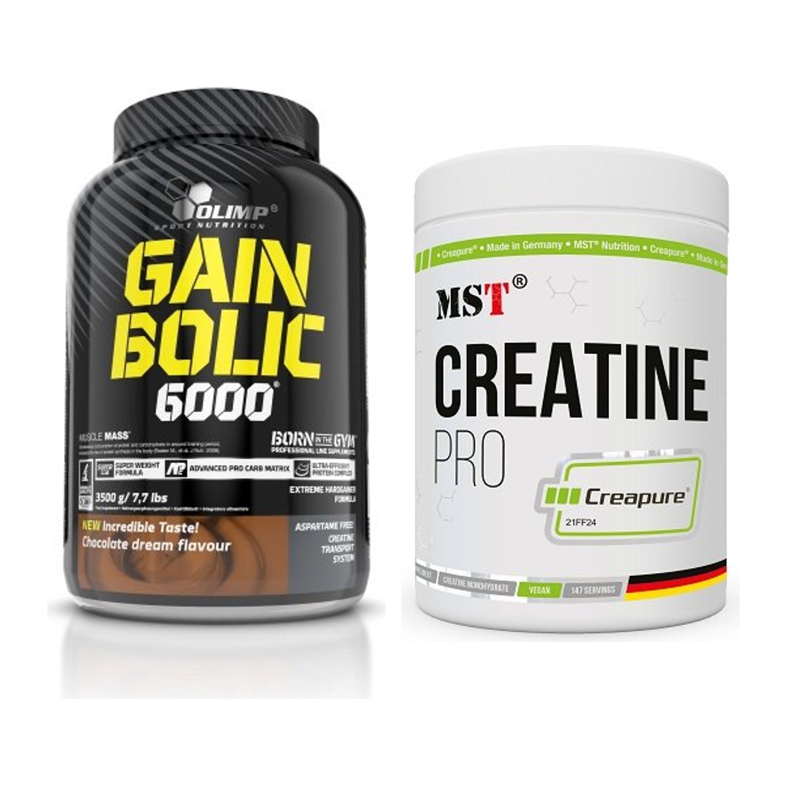 Masseaufbau-Set: Olimp Gain Bolic 6000 + MST Creatin Pro CREAPURE – alle enthaltenen Artikel