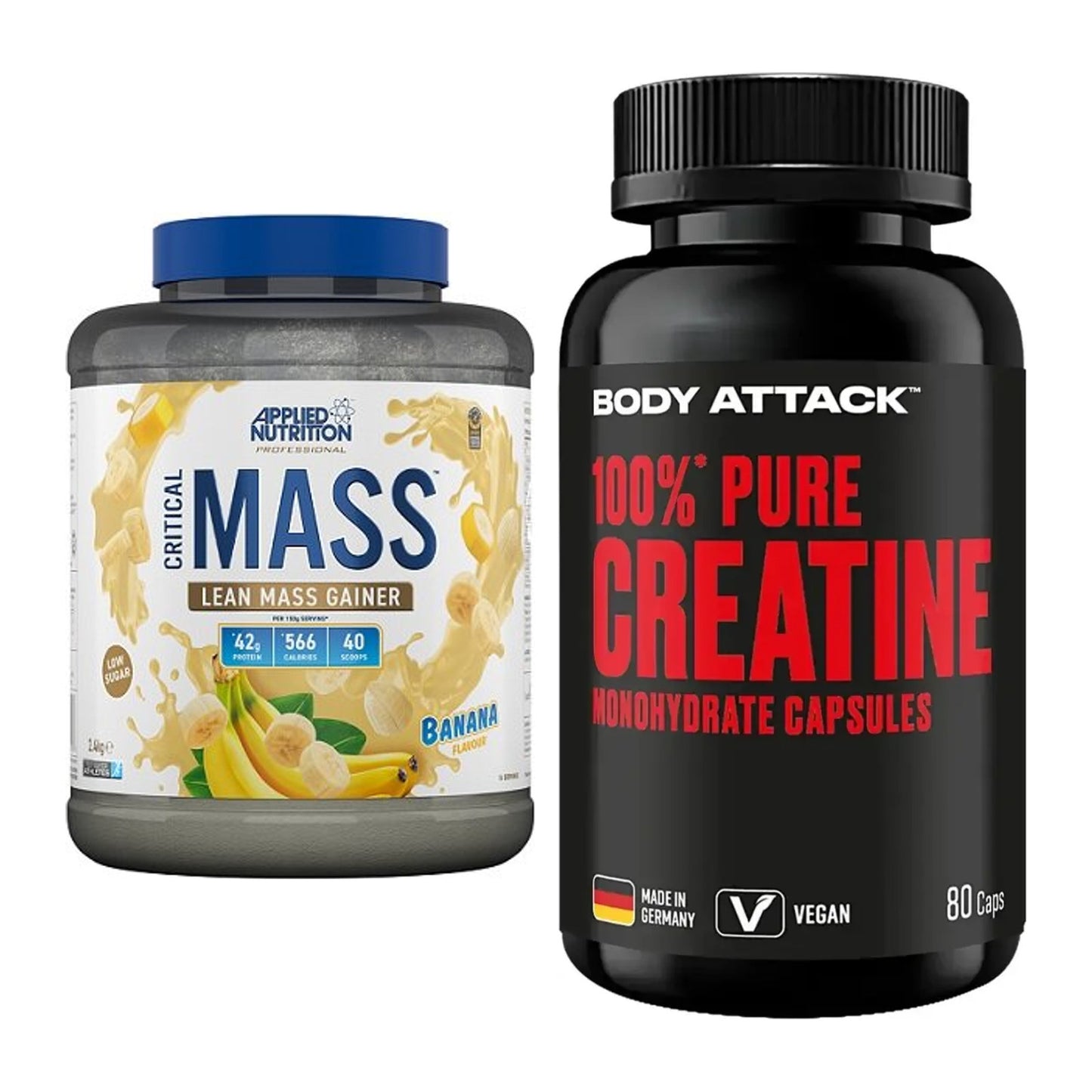 Masseaufbau-Set: Applied Critical Mass + Body Attack 100% Pure – alle enthaltenen Artikel