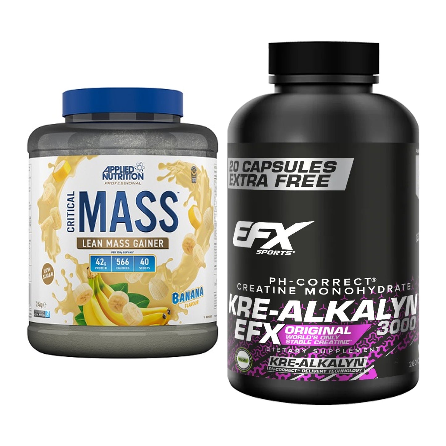 Masseaufbau-Set: Applied Critical Mass + EFX Kre-Alkalyn 3000 – alle enthaltenen Artikel