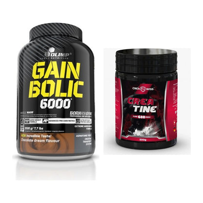 Masseaufbau-Set: Olimp Gain Bolic 6000 + CREASWISS Creatine 600 Mesh – alle enthaltenen Artikel