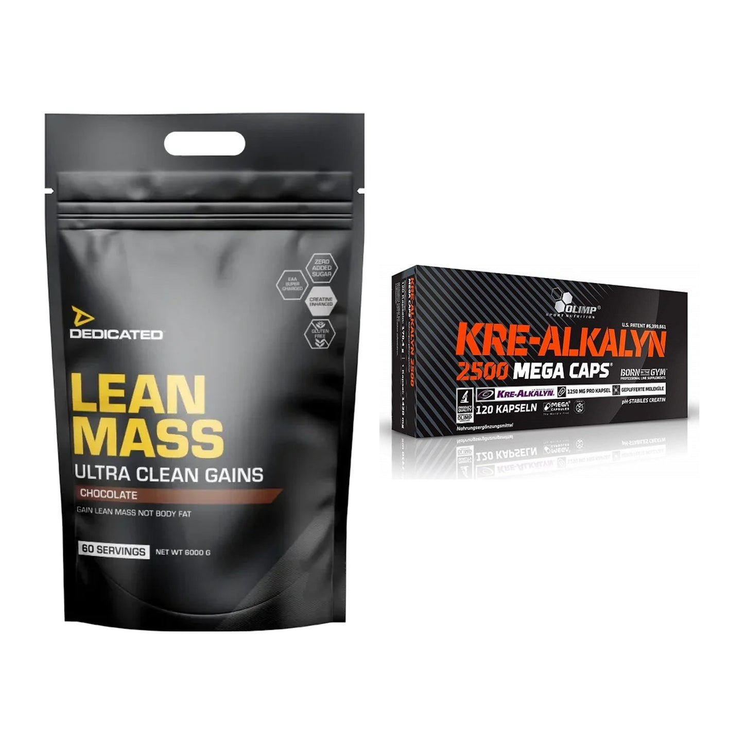 Masseaufbau-Set: Dedicated Lean Mass Gainer + Olimp Kre Alkalyn 2500 – alle enthaltenen Artikel