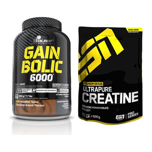 Masseaufbau-Set: Olimp Gain Bolic 6000 + ESN Ultrapure Creatine – alle enthaltenen Artikel