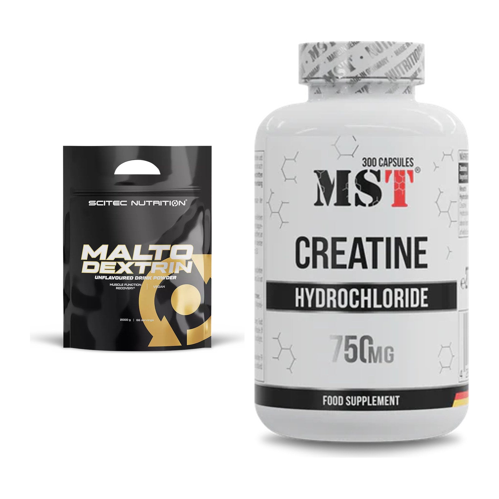 Masseaufbau-Set: Scitec Maltodextrin 2000g Beutel + MST Creatine HCL – alle enthaltenen Artikel