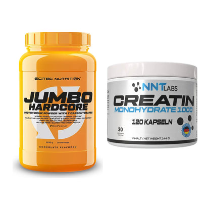 Masseaufbau-Set: Scitec Jumbo Hardcore1530g + NNT Creatin 1000 mg – alle enthaltenen Artikel