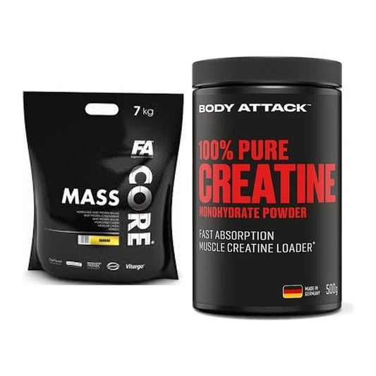 Masseaufbau-Set: FA Nutrition CORE Mass + Body Attack 100% Pure – alle enthaltenen Artikel