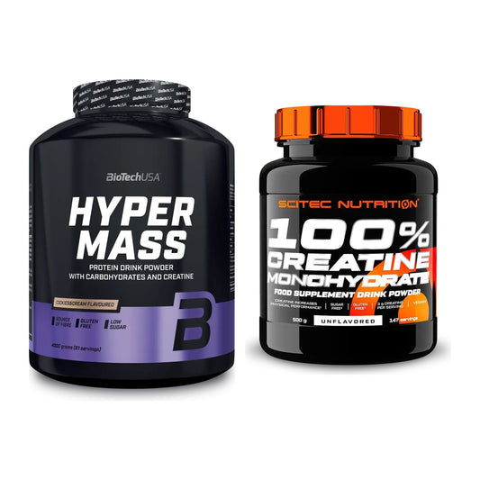 Masseaufbau-Set: BioTech Hyper Mass + Scitec Creatine Monohydrate – alle enthaltenen Artikel