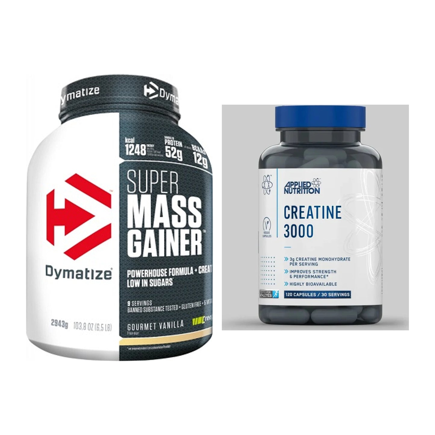 Masseaufbau-Set: Dymatize Super Mass + Applied Nutrition – alle enthaltenen Artikel
