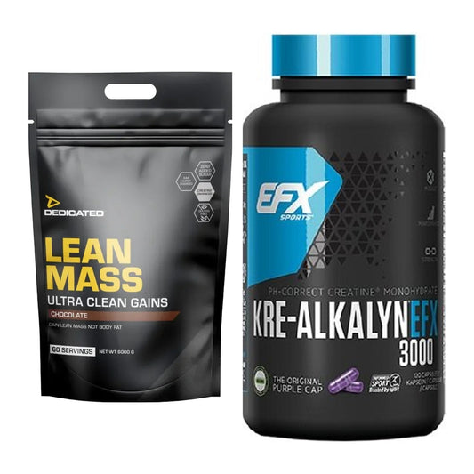 Masseaufbau-Set: Dedicated Lean Mass Gainer + EFX Kre-Alkalyn 3000 – alle enthaltenen Artikel