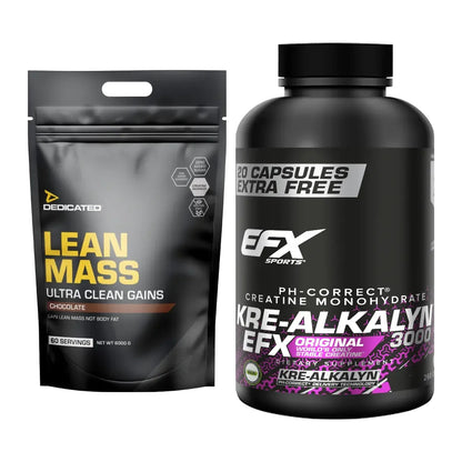 Masseaufbau-Set: Dedicated Lean Mass Gainer + EFX Kre-Alkalyn 3000 – alle enthaltenen Artikel