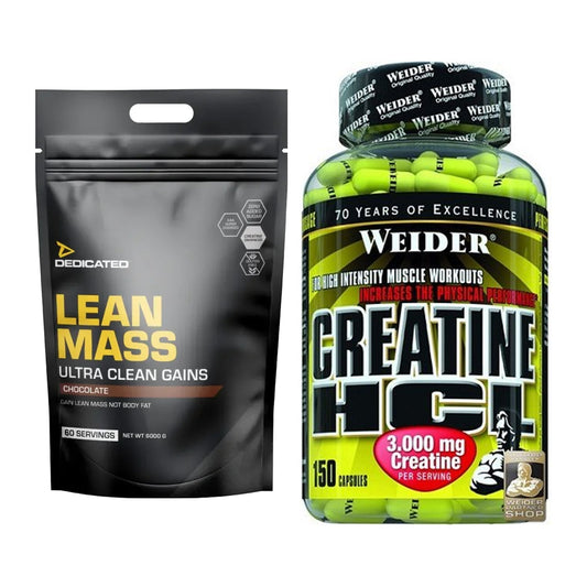 Masseaufbau-Set: Dedicated Lean Mass Gainer + Weider Creatin HCL – alle enthaltenen Artikel