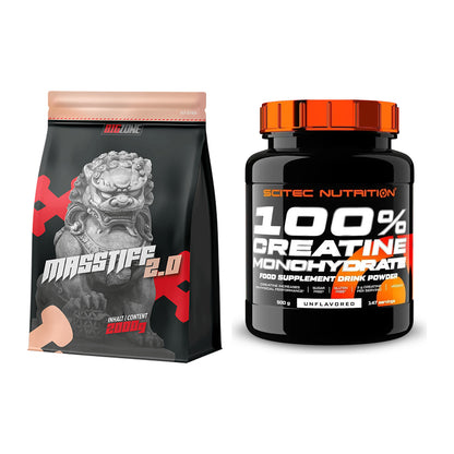 Masseaufbau-Set: Big Zone Masstiff 2.0 + Scitec Creatine Monohydrate – alle enthaltenen Artikel